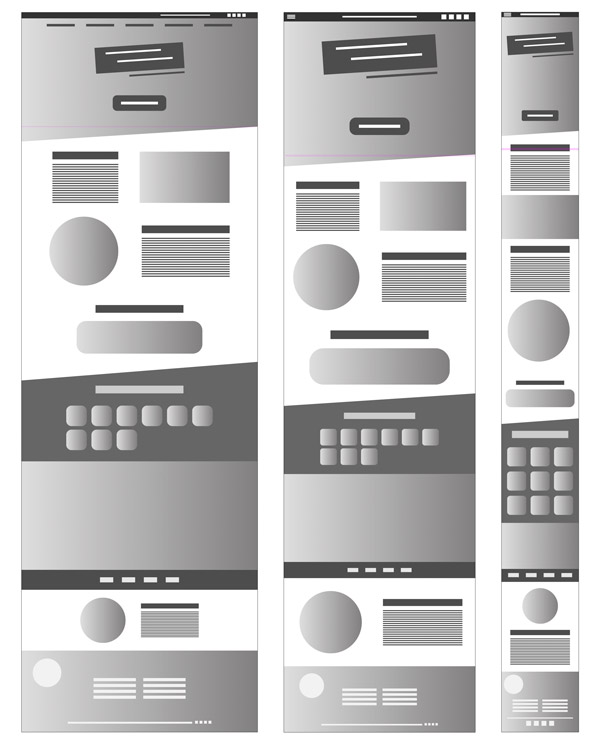 le wireframe du site autonomie électrique, la page d'accueil en responsive