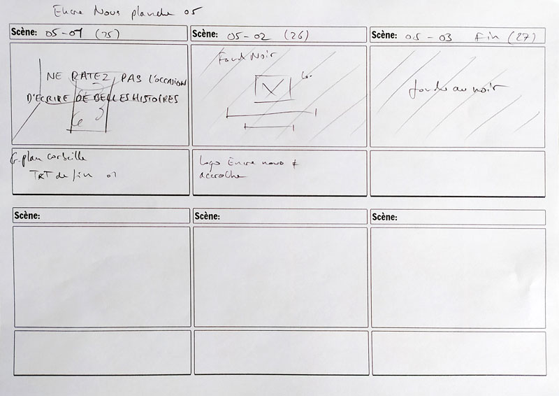 Storyboard pour le projet Encre-Nous