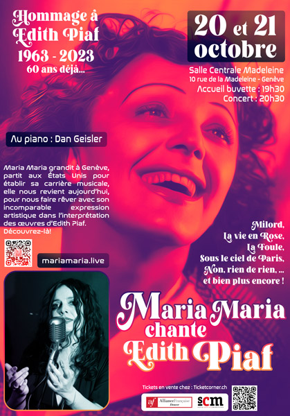 L'affiche du concert de Maria Maria chante Edith Piaf au format F4