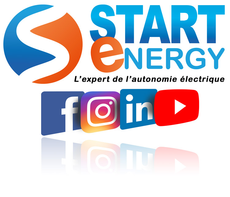 Le logo de Start Energy avec les logos des réseaux sociaux